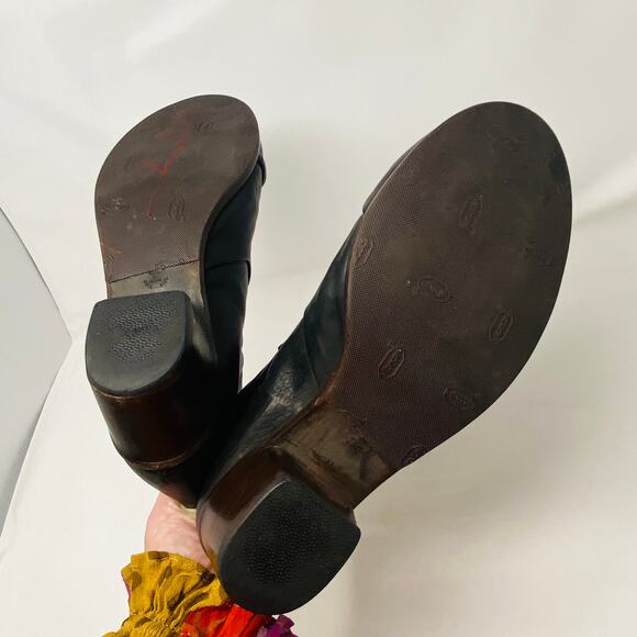 P. Monjo Womens Black Leather Pull-On Round Toe Cap Ankle Boots Size EU41 - Picture 12 of 15